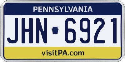 PA license plate JHN6921
