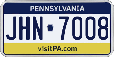 PA license plate JHN7008