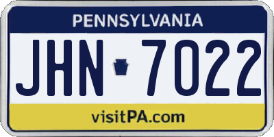 PA license plate JHN7022