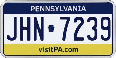PA license plate JHN7239