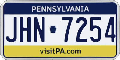 PA license plate JHN7254