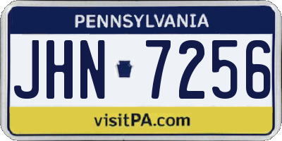 PA license plate JHN7256