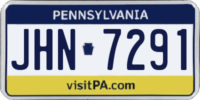 PA license plate JHN7291
