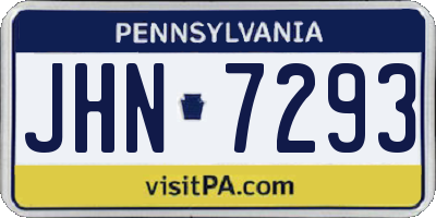 PA license plate JHN7293