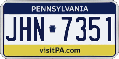 PA license plate JHN7351