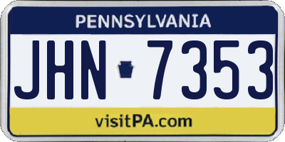 PA license plate JHN7353