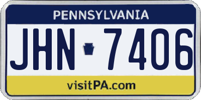 PA license plate JHN7406