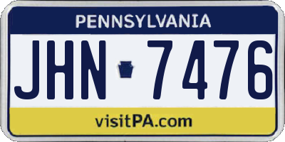 PA license plate JHN7476
