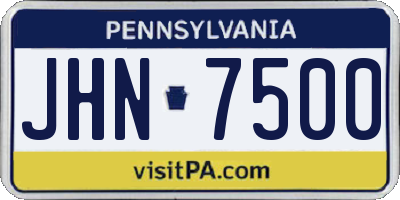 PA license plate JHN7500