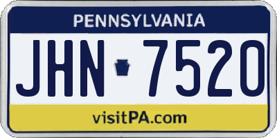 PA license plate JHN7520