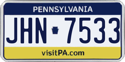 PA license plate JHN7533