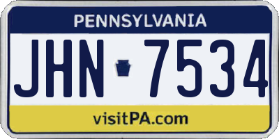 PA license plate JHN7534