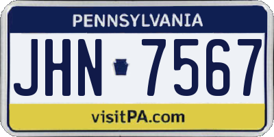 PA license plate JHN7567