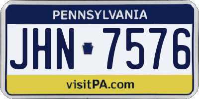 PA license plate JHN7576
