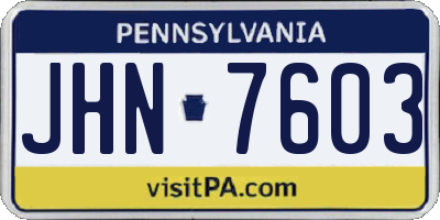 PA license plate JHN7603