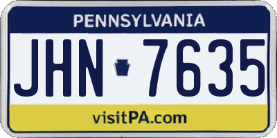 PA license plate JHN7635
