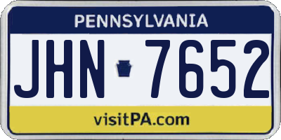 PA license plate JHN7652