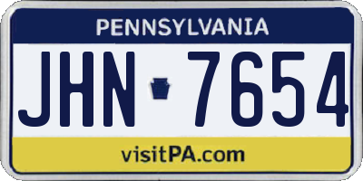 PA license plate JHN7654