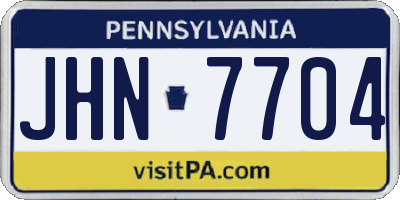 PA license plate JHN7704