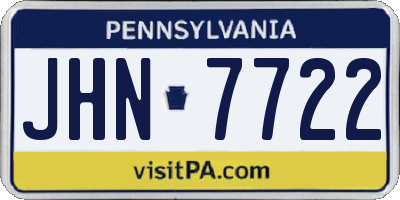 PA license plate JHN7722