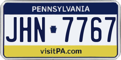 PA license plate JHN7767