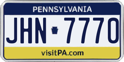 PA license plate JHN7770