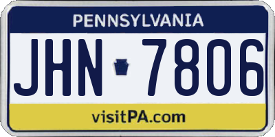 PA license plate JHN7806