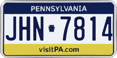 PA license plate JHN7814