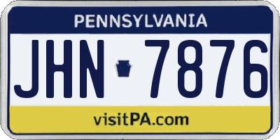 PA license plate JHN7876