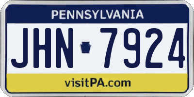 PA license plate JHN7924