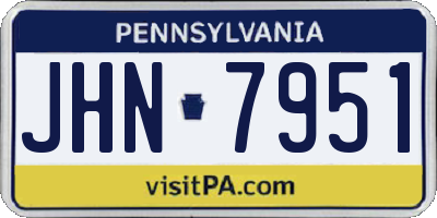 PA license plate JHN7951
