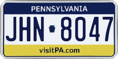PA license plate JHN8047