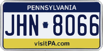 PA license plate JHN8066