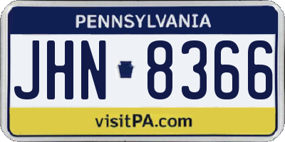PA license plate JHN8366