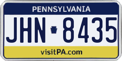 PA license plate JHN8435