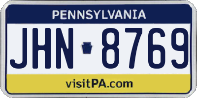 PA license plate JHN8769