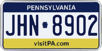 PA license plate JHN8902