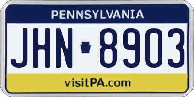 PA license plate JHN8903