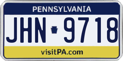 PA license plate JHN9718