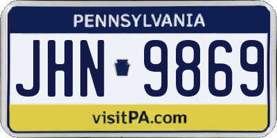 PA license plate JHN9869