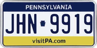 PA license plate JHN9919