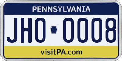 PA license plate JHO0008