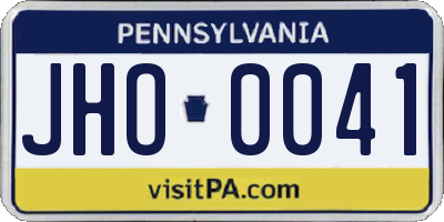 PA license plate JHO0041