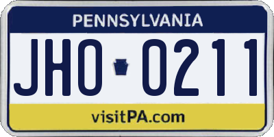 PA license plate JHO0211