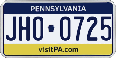 PA license plate JHO0725