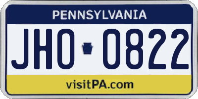 PA license plate JHO0822