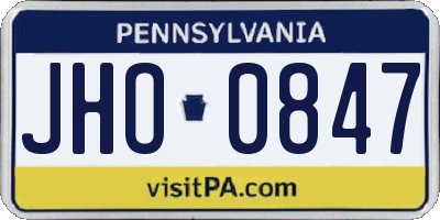 PA license plate JHO0847