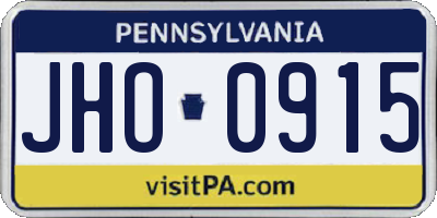 PA license plate JHO0915