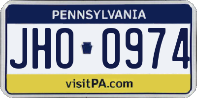 PA license plate JHO0974