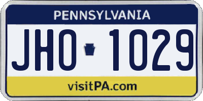 PA license plate JHO1029